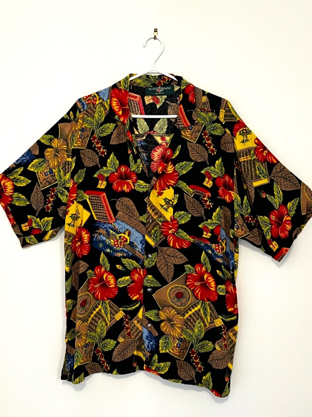 Alan Paine Hawaiian Style Shirt Made In England Mens Size L